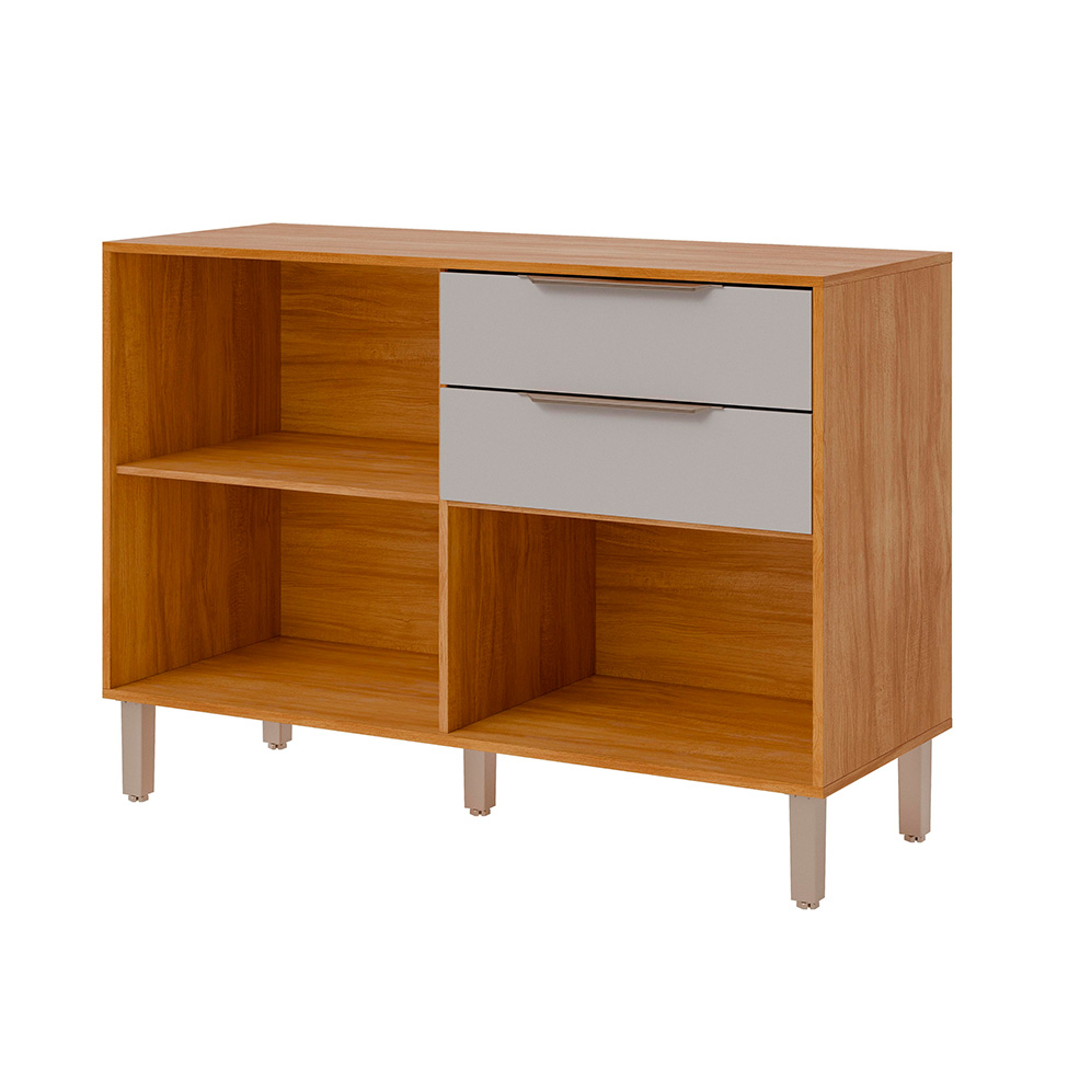 Balcão de Cozinha Domus 100% MDF com Tampo 2 Portas 2 Gavetas Cinamomo e Off White