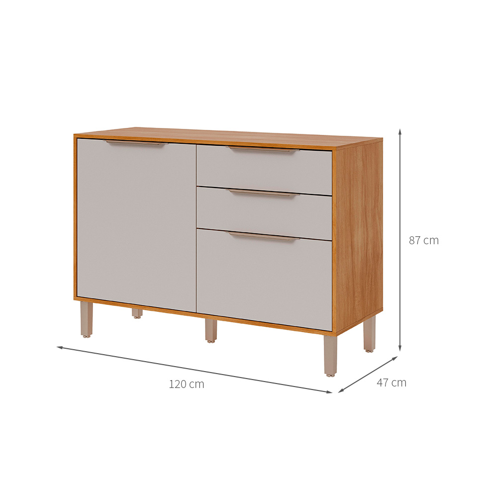 Balcão de Cozinha Domus 100% MDF com Tampo 2 Portas 2 Gavetas Cinamomo e Off White