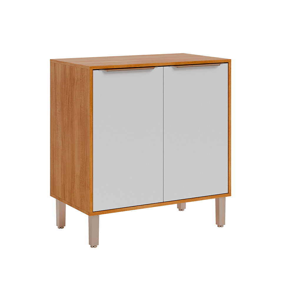 Balcão de Cozinha Domus 100% MDF com Tampo 2 Portas Cinamomo e Branco