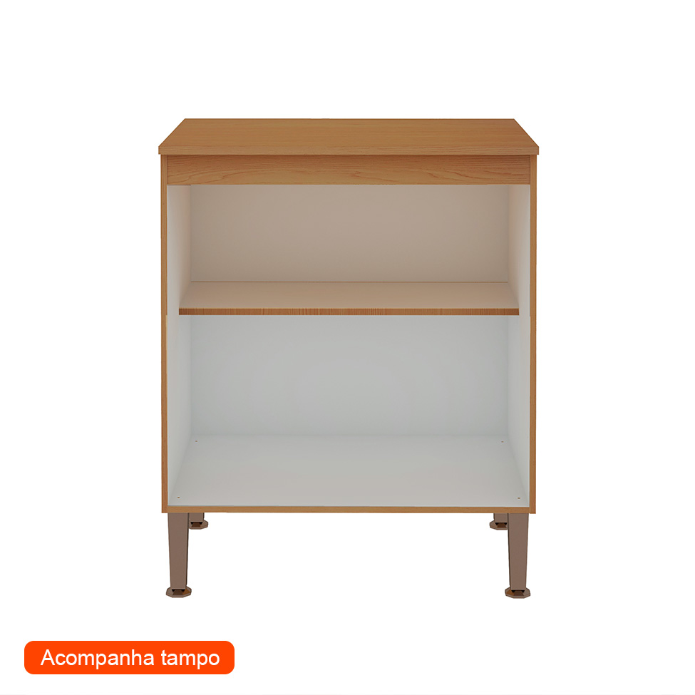 Balcão de Cozinha Essência com Tampo 100% MDF 2 Portas Freijó e Off White