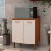 Balcão de Cozinha Essência com Tampo 100% MDF 2 Portas Freijó e Off White