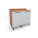 Balcão de Cozinha Evolution com Tampo 2 Portas Freijó e Off White