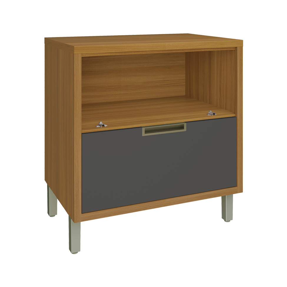 Balcão de Cozinha Imperatriz com Tampo 1 Porta 1 Gaveta Freijó e Grafite