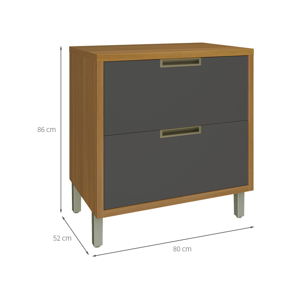 Balcão de Cozinha Imperatriz com Tampo 1 Porta 1 Gaveta Freijó e Grafite