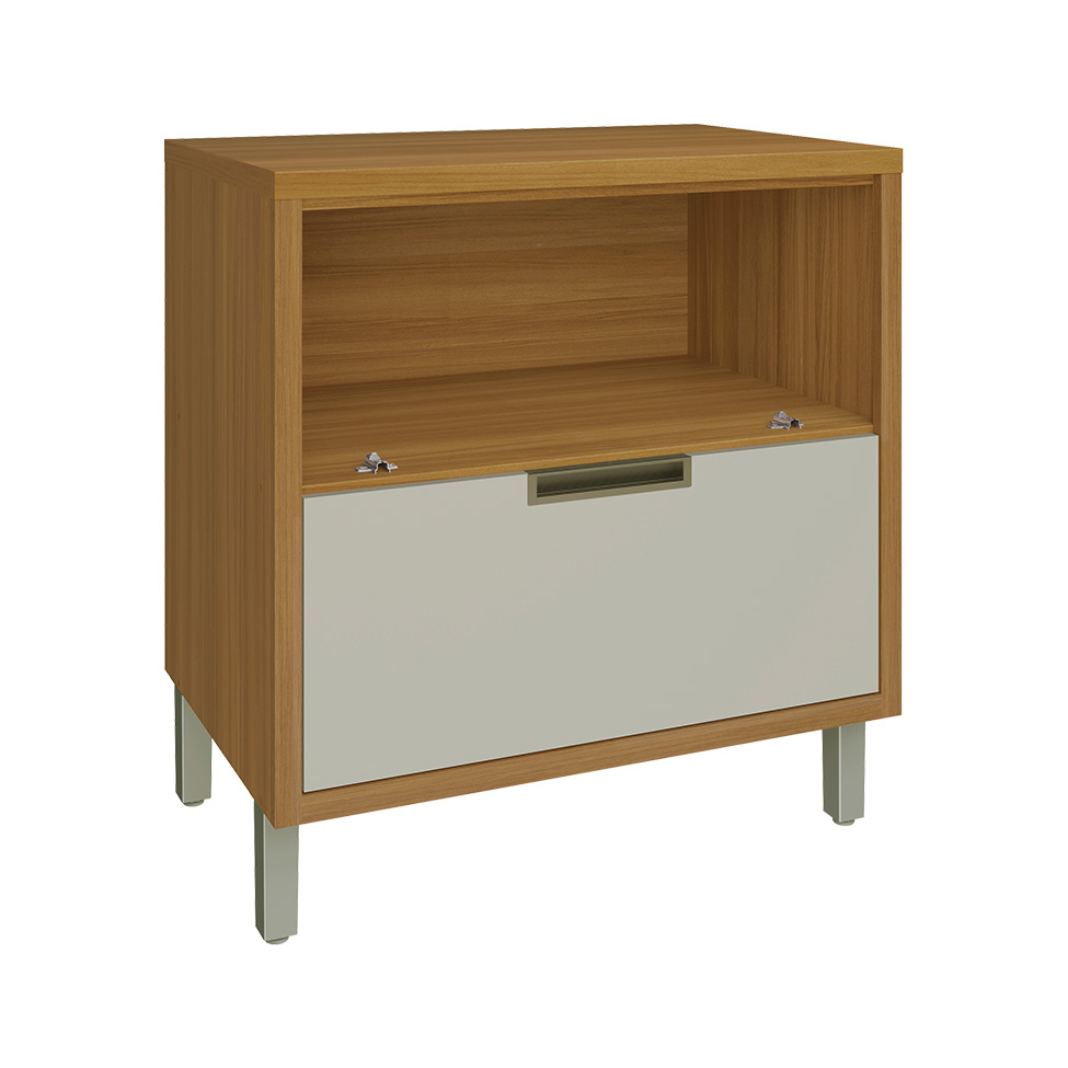 Balcão de Cozinha Imperatriz com Tampo 1 Porta 1 Gaveta Freijó e Off White 80 cm