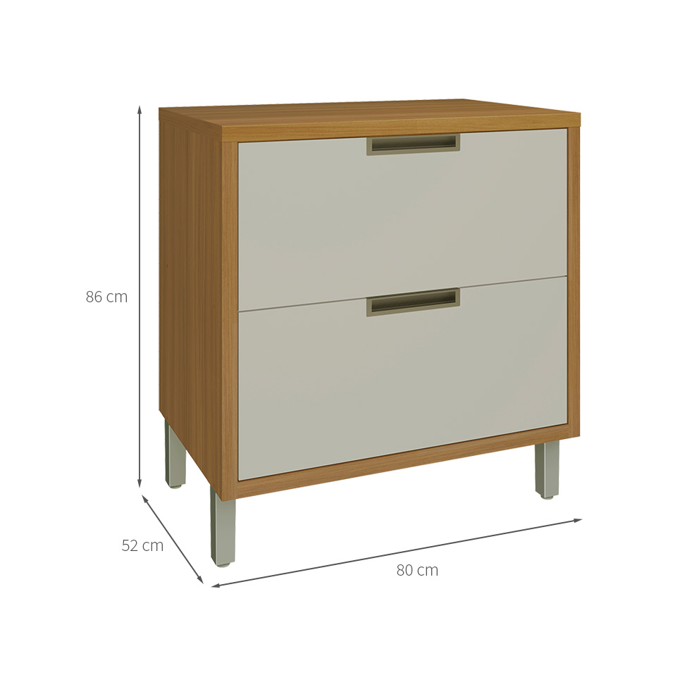 Balcão de Cozinha Imperatriz com Tampo 1 Porta 1 Gaveta Freijó e Off White 80 cm