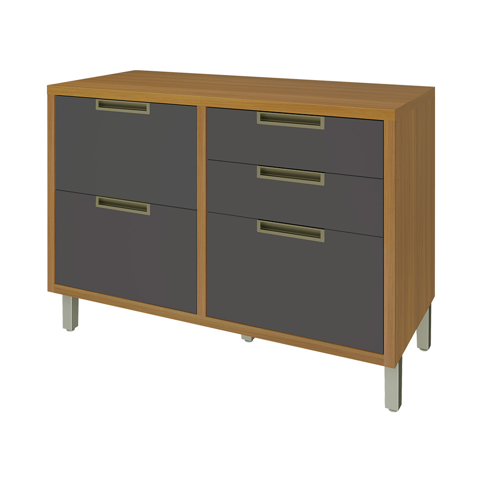 Balcão de Cozinha Imperatriz com Tampo 1 Porta 4 Gavetas Freijó e Grafite 120 cm