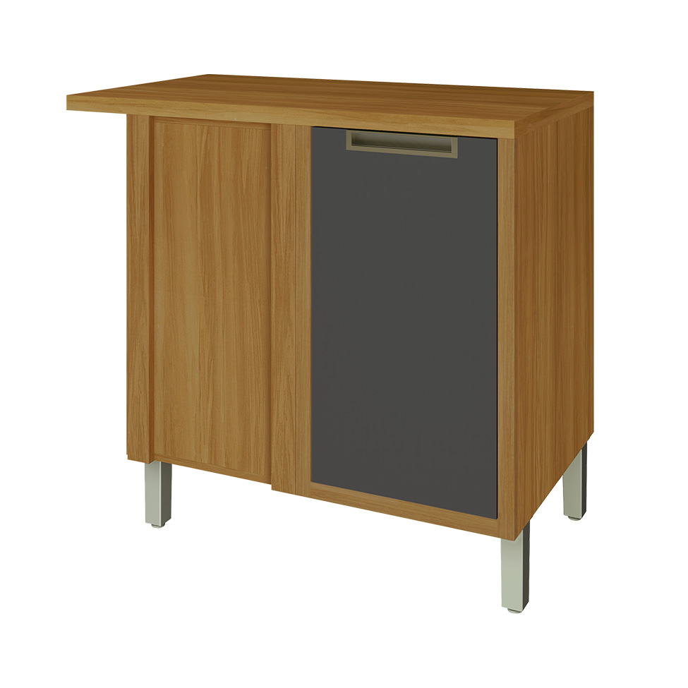 Balcão de Cozinha Imperatriz com Tampo 1 Porta Freijó e Grafite 93 cm