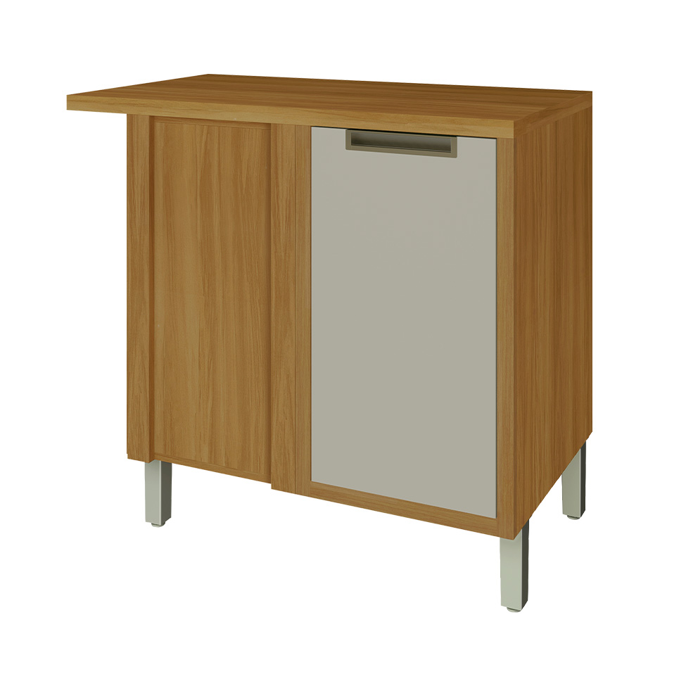 Balcão de Cozinha Imperatriz com Tampo 1 Porta Freijó e Off White 93 cm