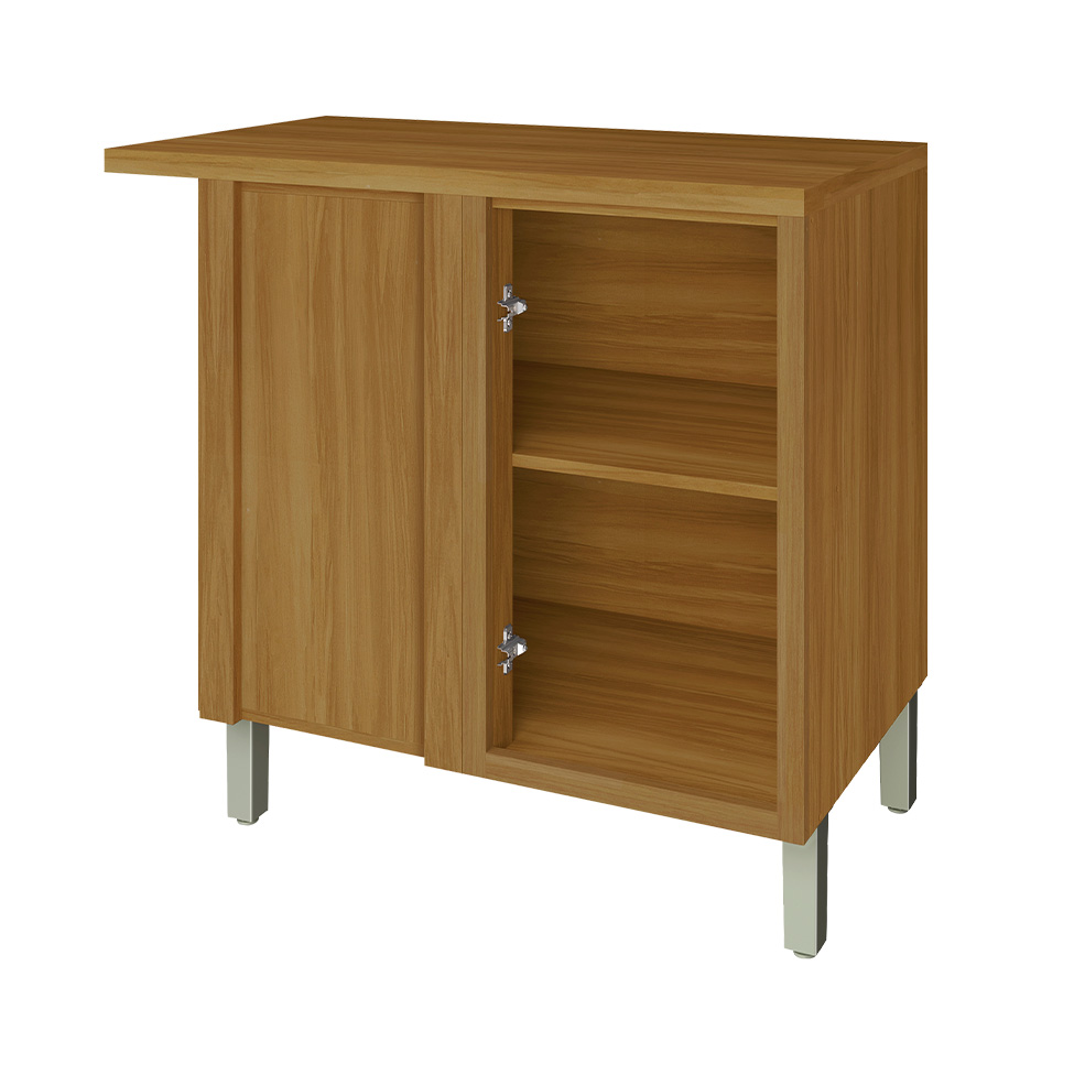 Balcão de Cozinha Imperatriz com Tampo 1 Porta Freijó e Off White 93 cm