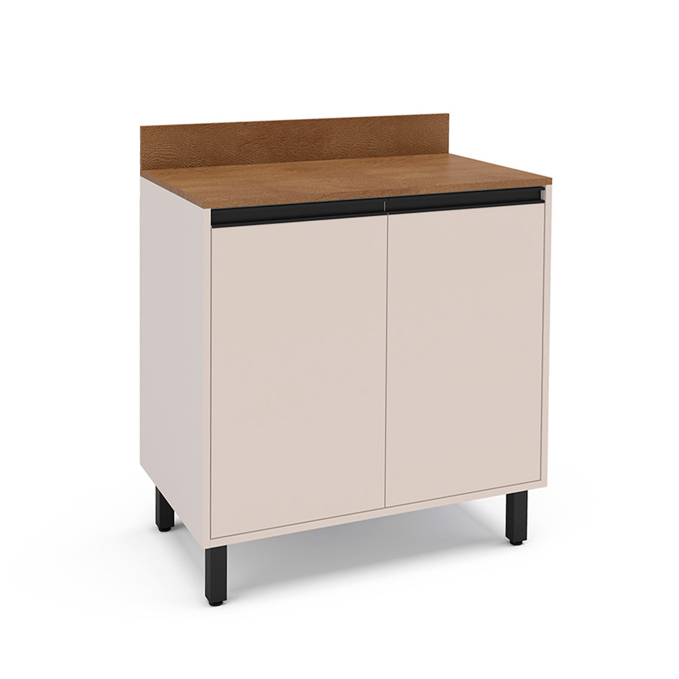 Balcão de Cozinha Koya com Tampo 2 Portas Creme
