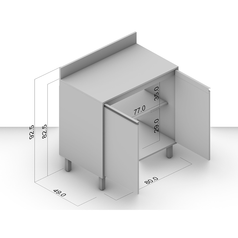 Balcão de Cozinha Koya com Tampo 2 Portas Creme