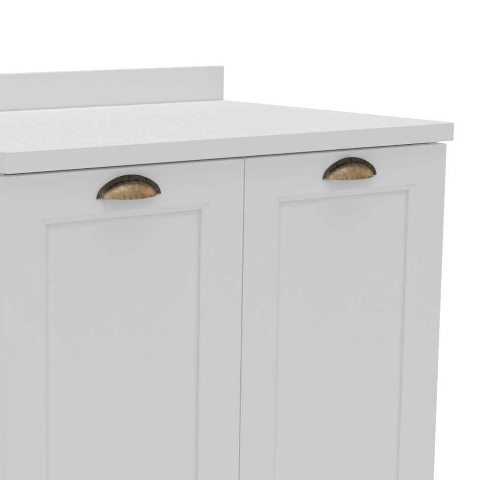 Balcão de Cozinha Lavanda com Tampo 2 Portas Branco