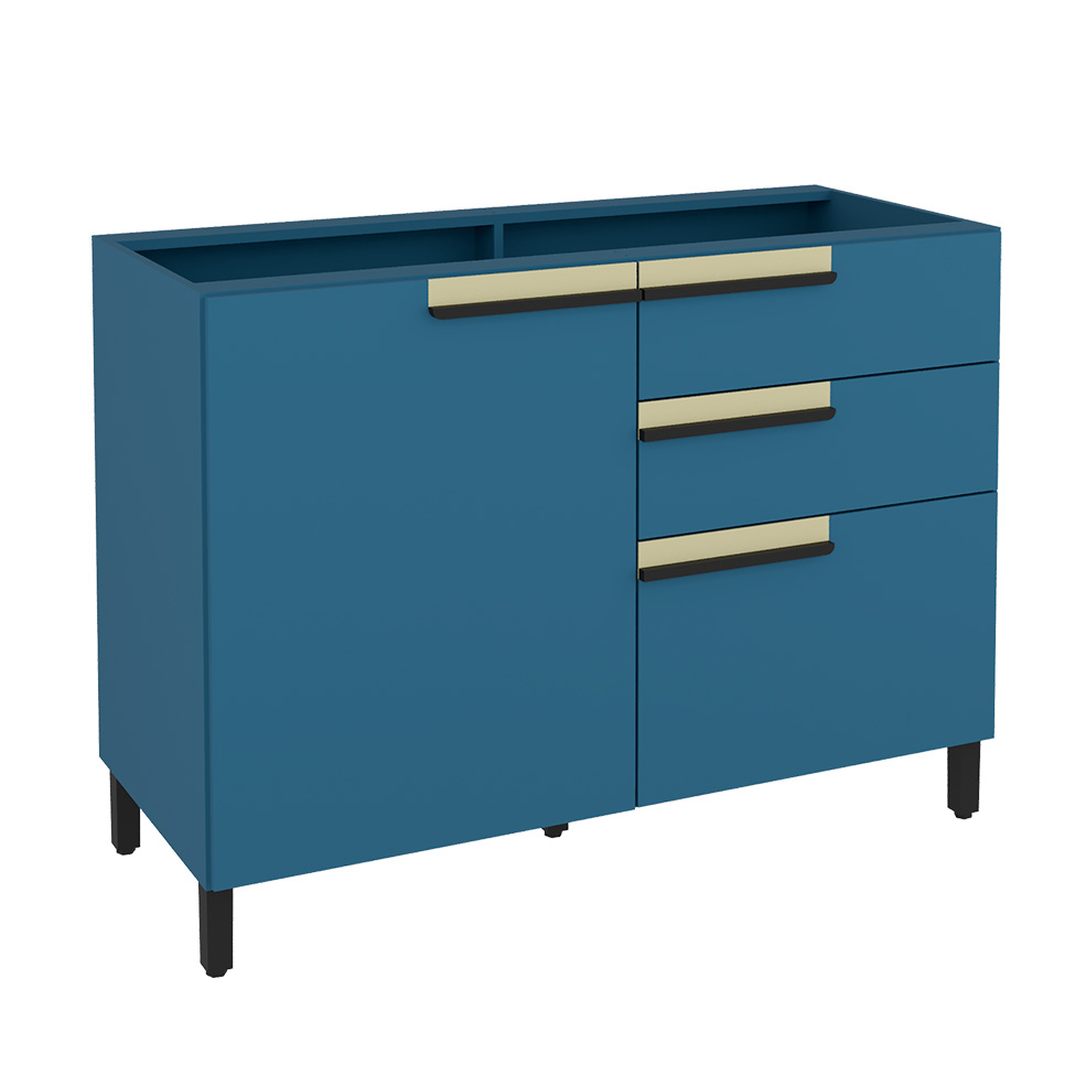 Balcão de Cozinha Manhattan 1 Porta 2 Gavetas Azul Orion