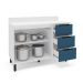 Balcão de Cozinha Meena com Tampo 2 Portas 3 Gavetas Azul e Branco