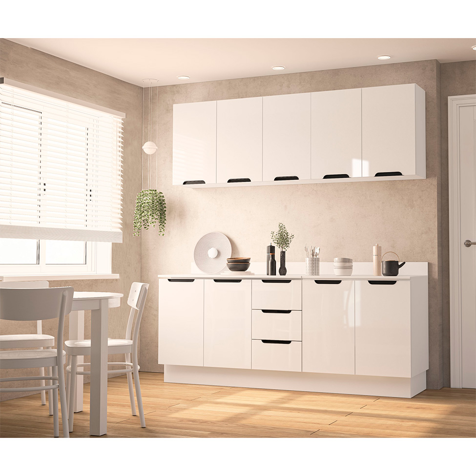 Balcão de Cozinha Meena com Tampo 2 Portas 3 Gavetas Branco