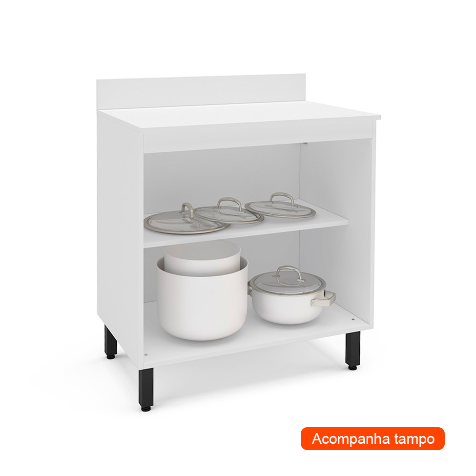 Balcão de Cozinha Meena com Tampo 2 Portas Azul e Branco