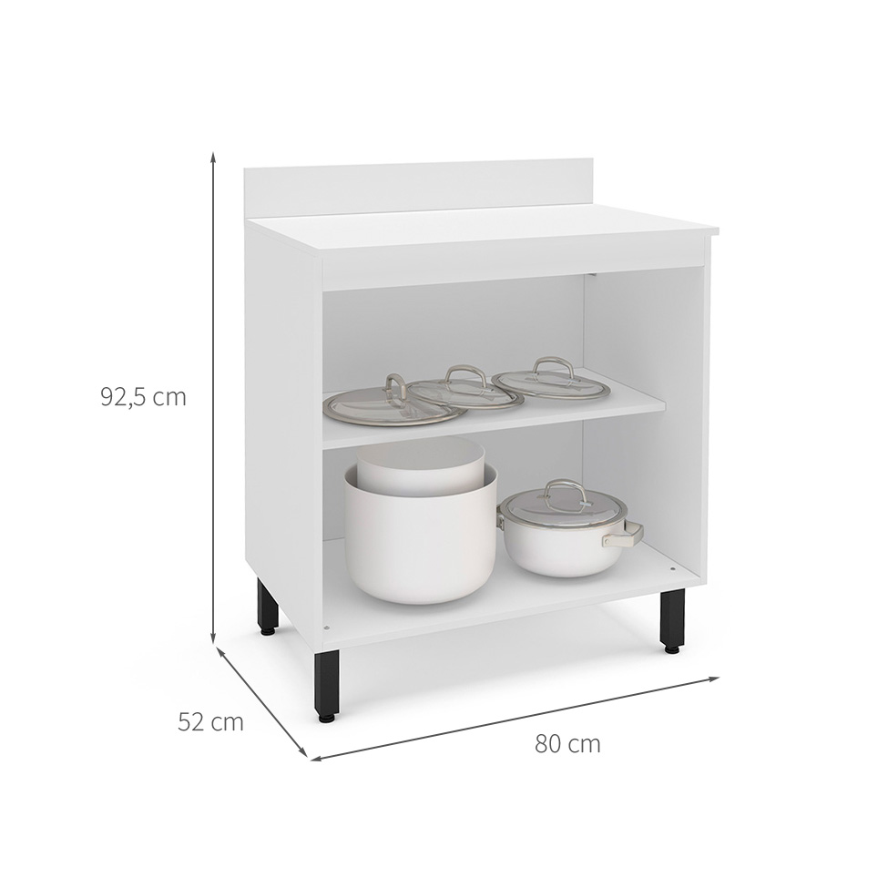 Balcão de Cozinha Meena com Tampo 2 Portas Azul e Branco