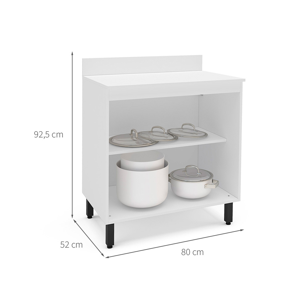 Balcão de Cozinha Meena com Tampo 2 Portas Branco