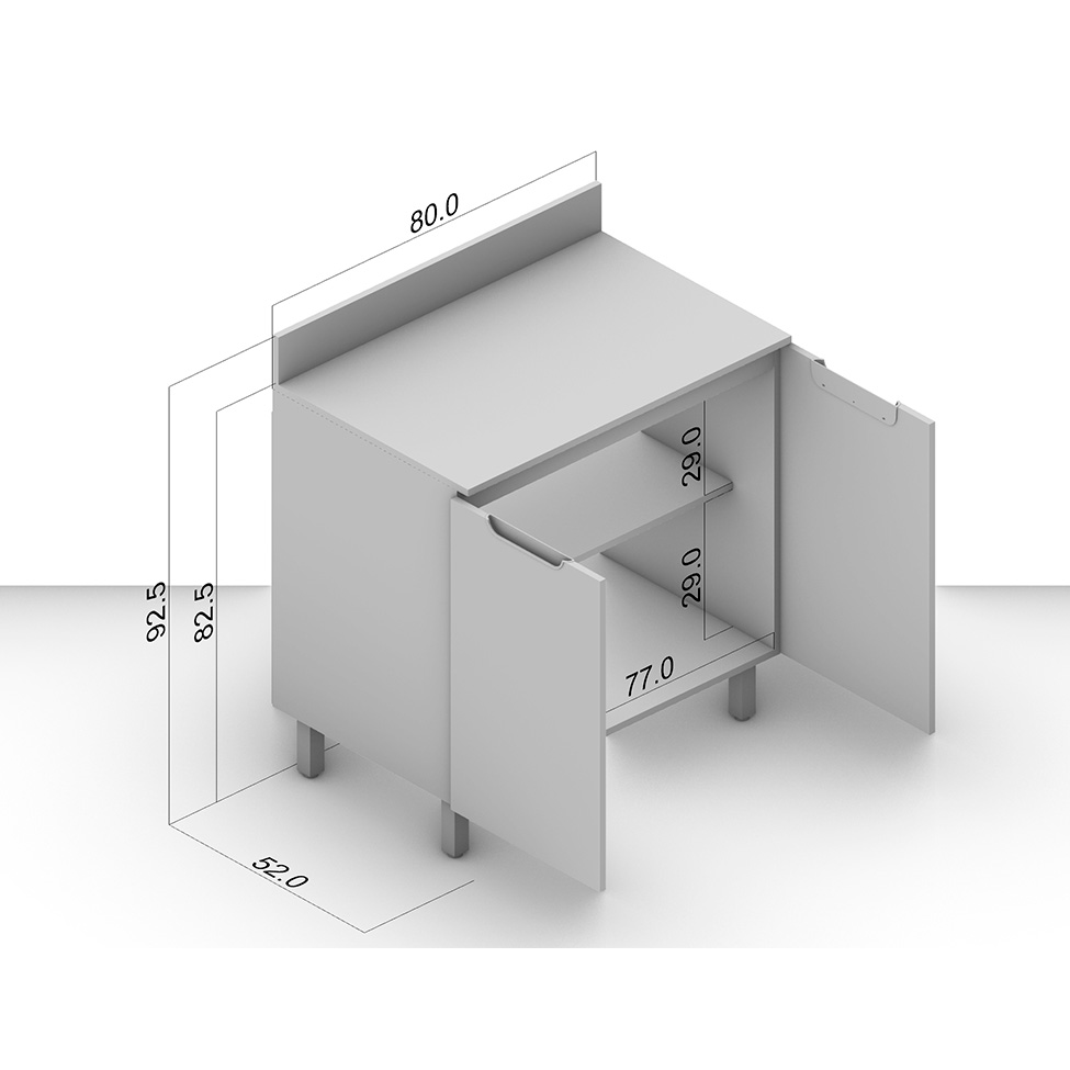Balcão de Cozinha Meena com Tampo 2 Portas Branco