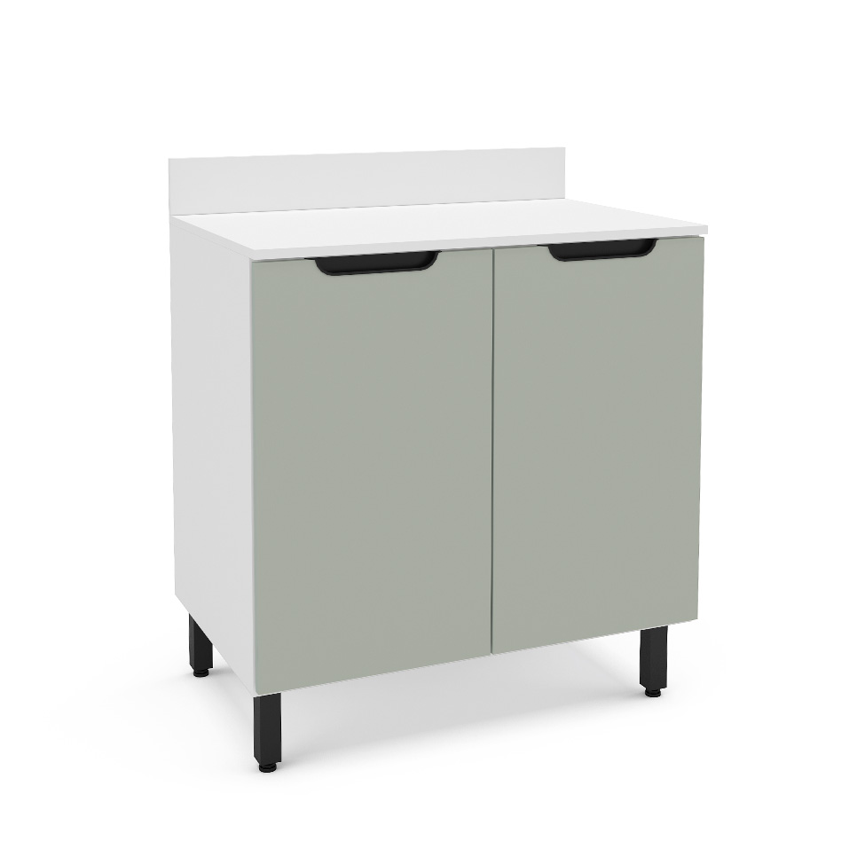 Balcão de Cozinha Meena com Tampo 2 Portas Verde e Branco
