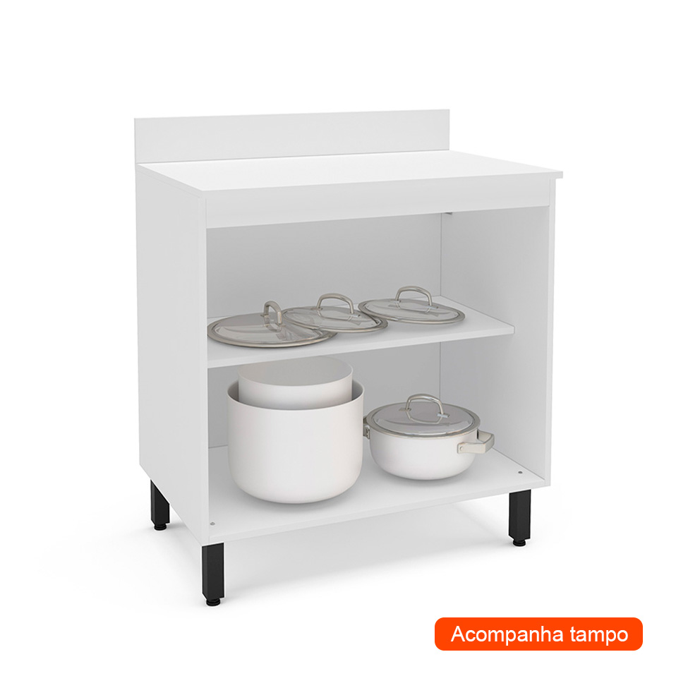 Balcão de Cozinha Meena com Tampo 2 Portas Verde e Branco
