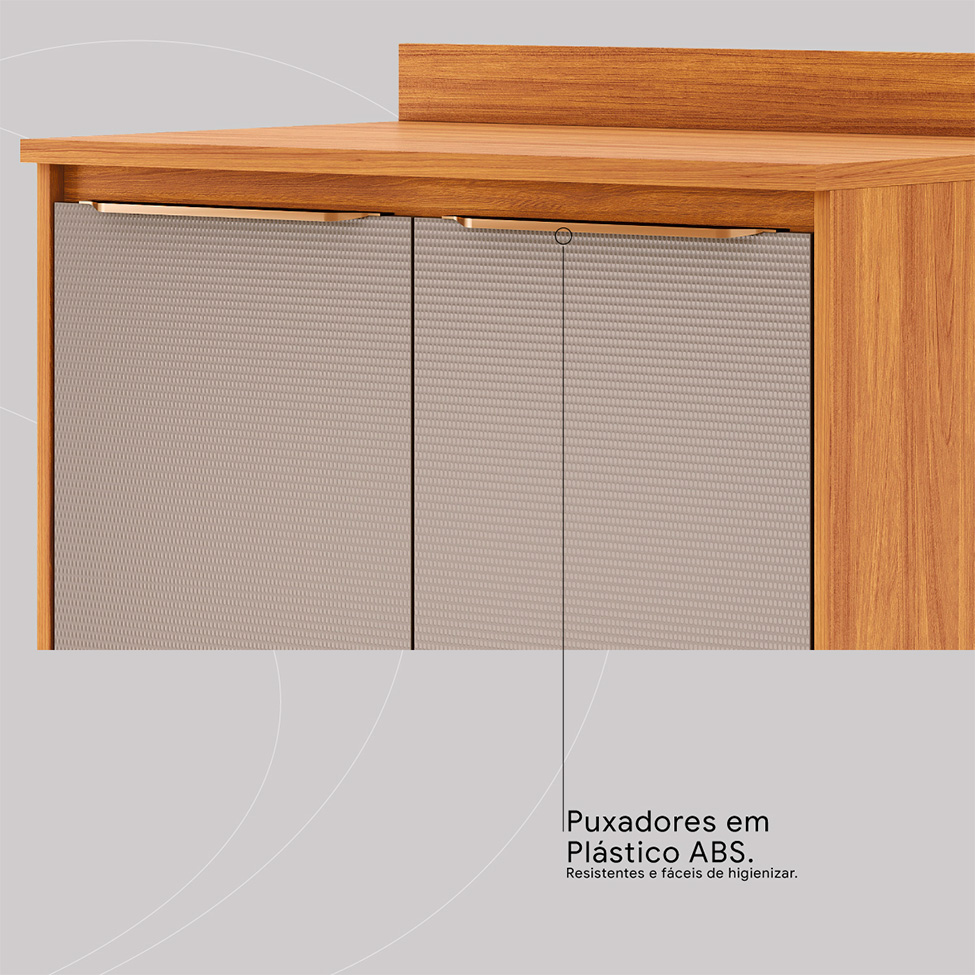 Balcão de Cozinha Plena com Tampo 2 Portas Nude e Cinamomo