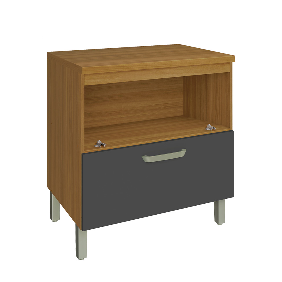 Balcão de Cozinha Princesa com Tampo 1 Porta 1 Gaveta Freijó e Grafite