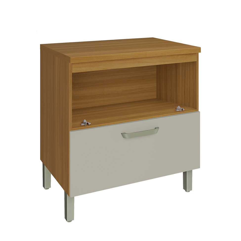 Balcão de Cozinha Princesa com Tampo 1 Porta 1 Gaveta Freijó e Off White