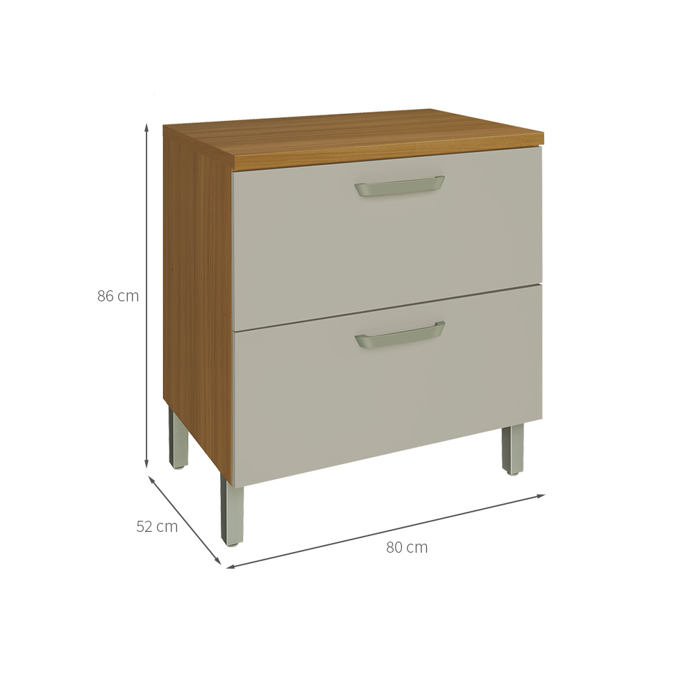 Balcão de Cozinha Princesa com Tampo 1 Porta 1 Gaveta Freijó e Off White