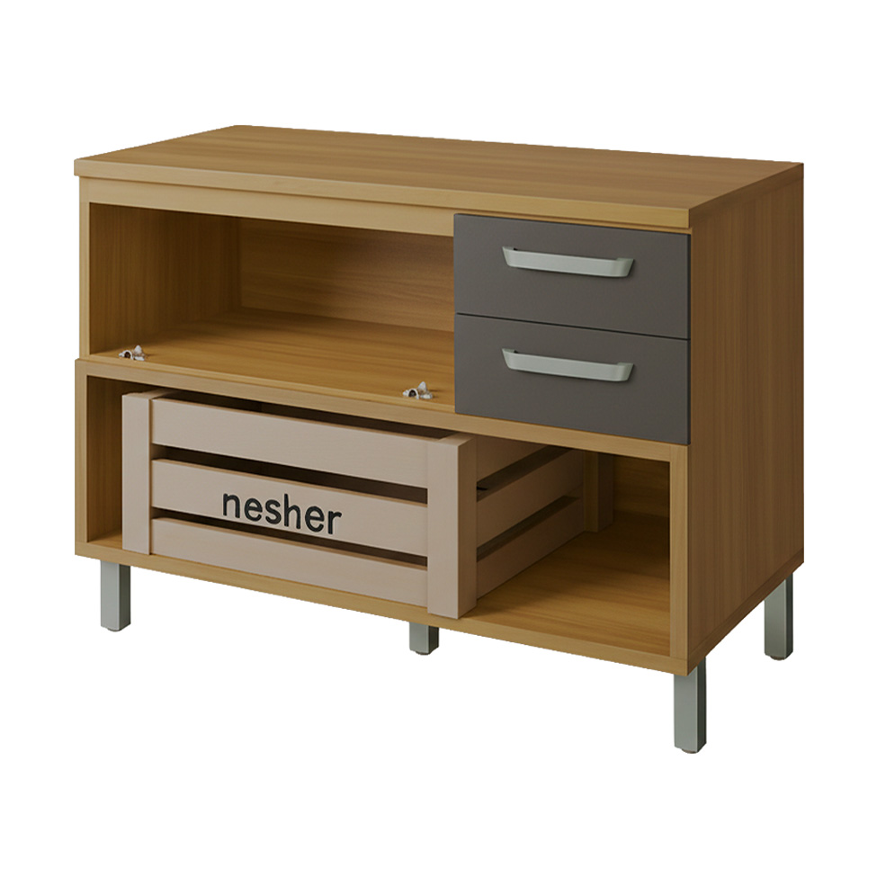 Balcão de Cozinha Princesa com Tampo 1 Porta 2 Gavetas Freijó e Grafite