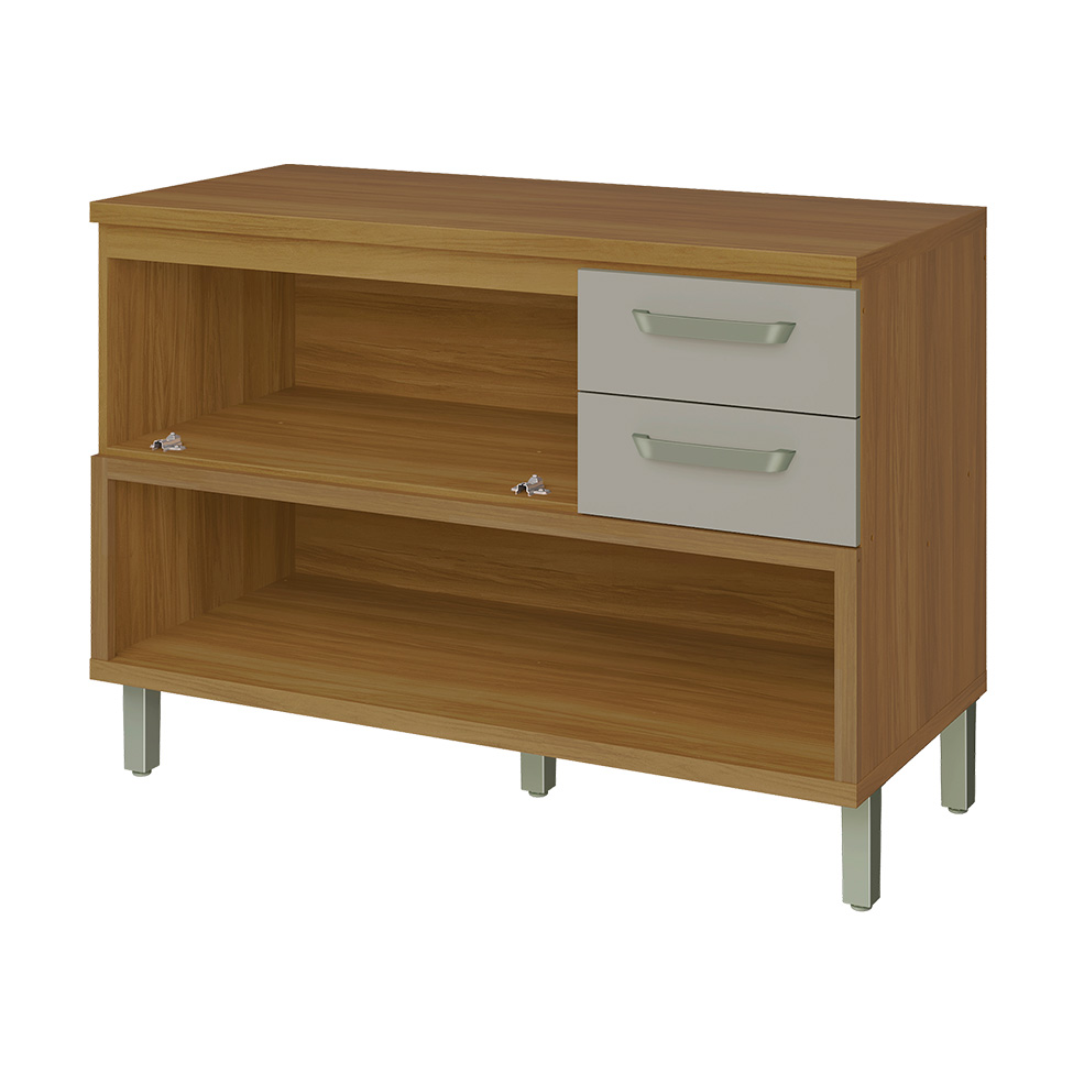 Balcão de Cozinha Princesa com Tampo 1 Porta 2 Gavetas Freijó e Off White