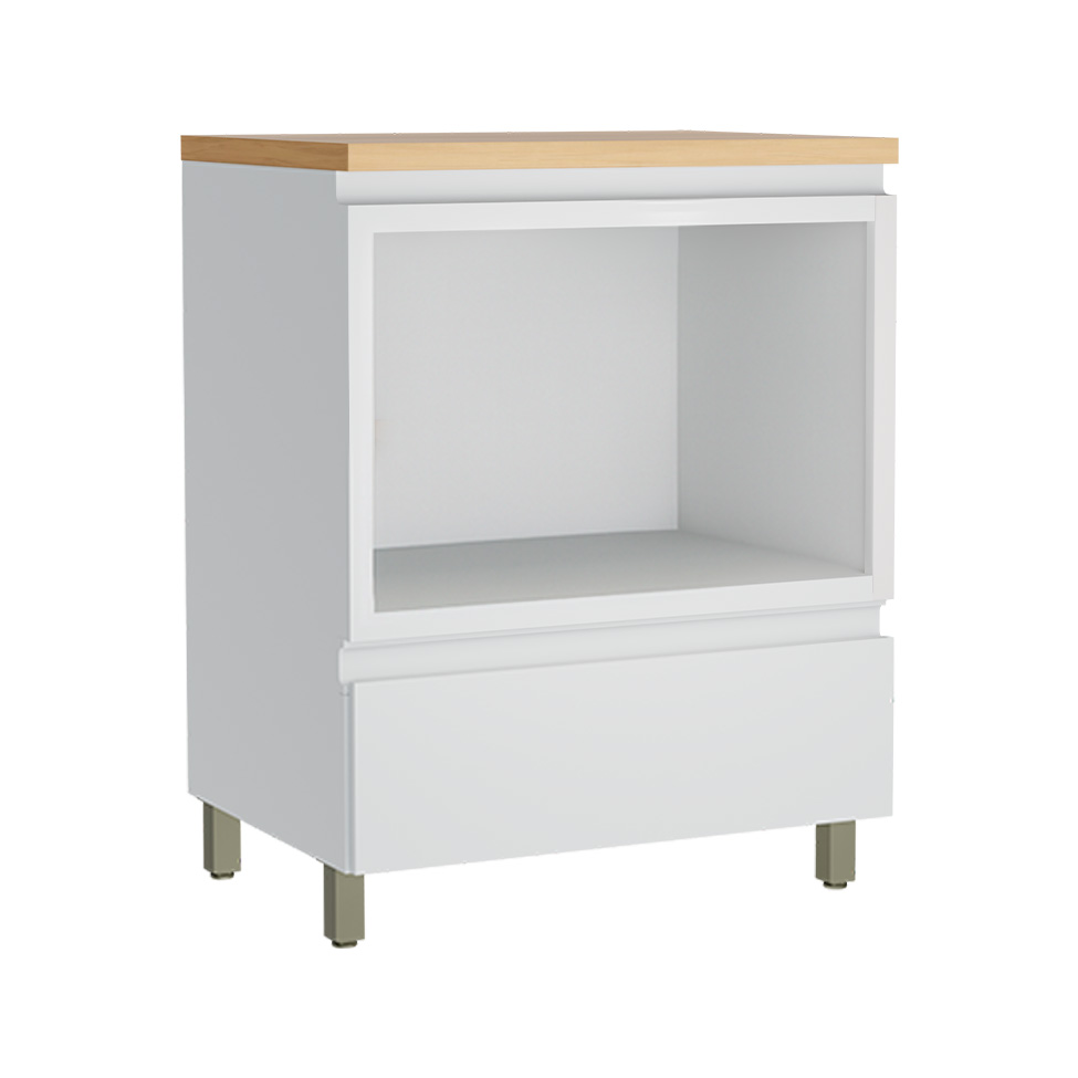 Balcão de Cozinha Rainha com Tampo 1 Gaveta Branco e Nature