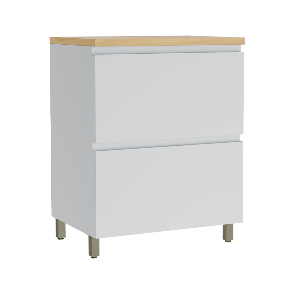 Balcão de Cozinha Rainha com Tampo 1 Porta 1 Gaveta Branco e Nature 70 cm