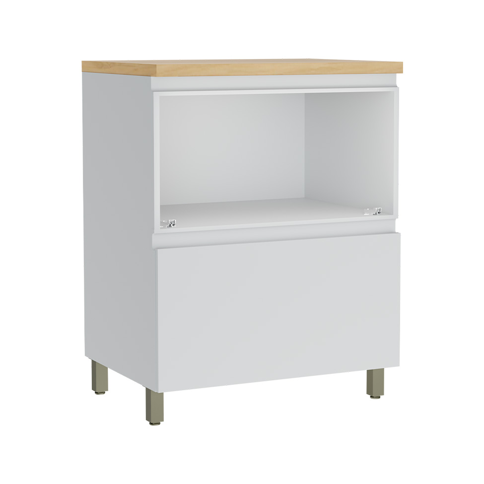 Balcão de Cozinha Rainha com Tampo 1 Porta 1 Gaveta Branco e Nature 70 cm