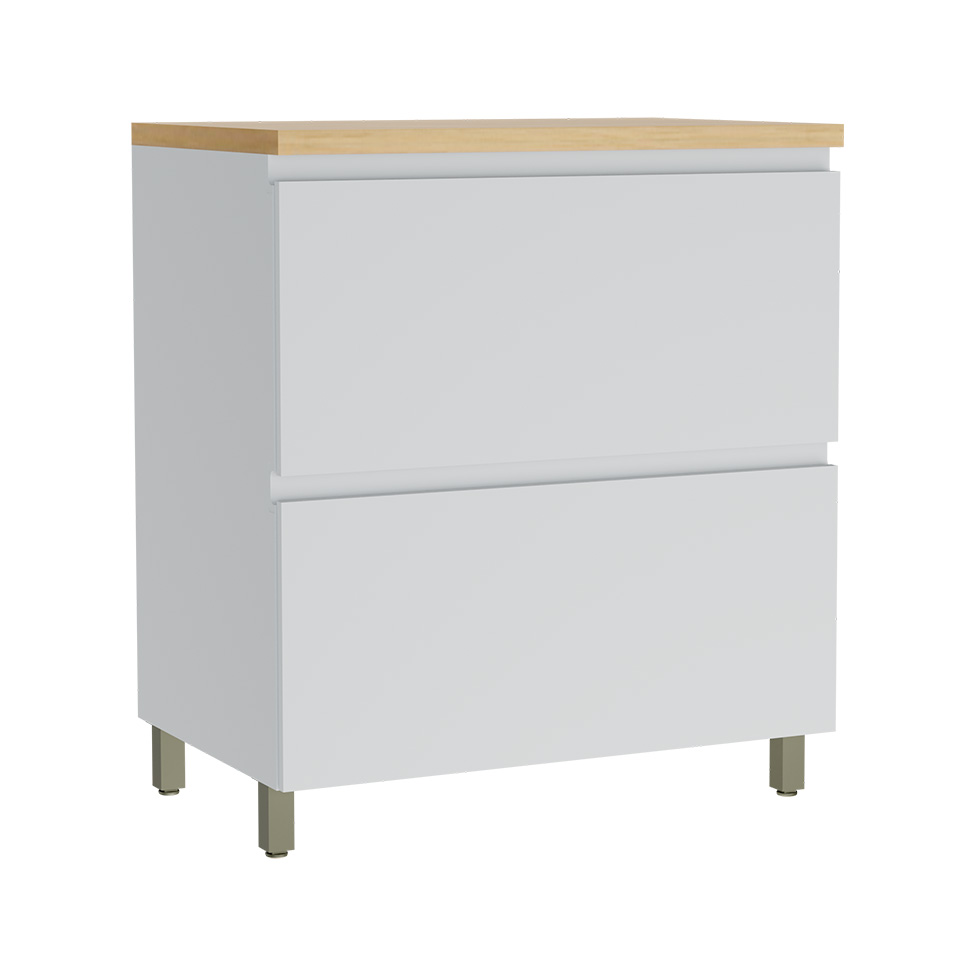 Balcão de Cozinha Rainha com Tampo 1 Porta 1 Gaveta Branco e Nature 80  cm