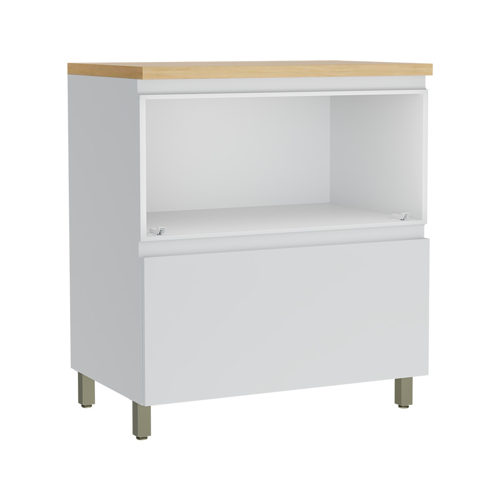 Balcão de Cozinha Rainha com Tampo 1 Porta 1 Gaveta Branco e Nature 80  cm