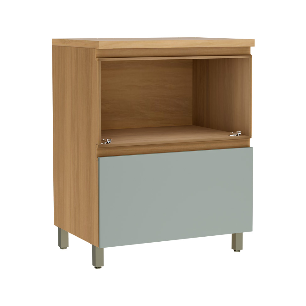 Balcão de Cozinha Rainha com Tampo 1 Porta 1 Gaveta Nature e Verde 70 cm