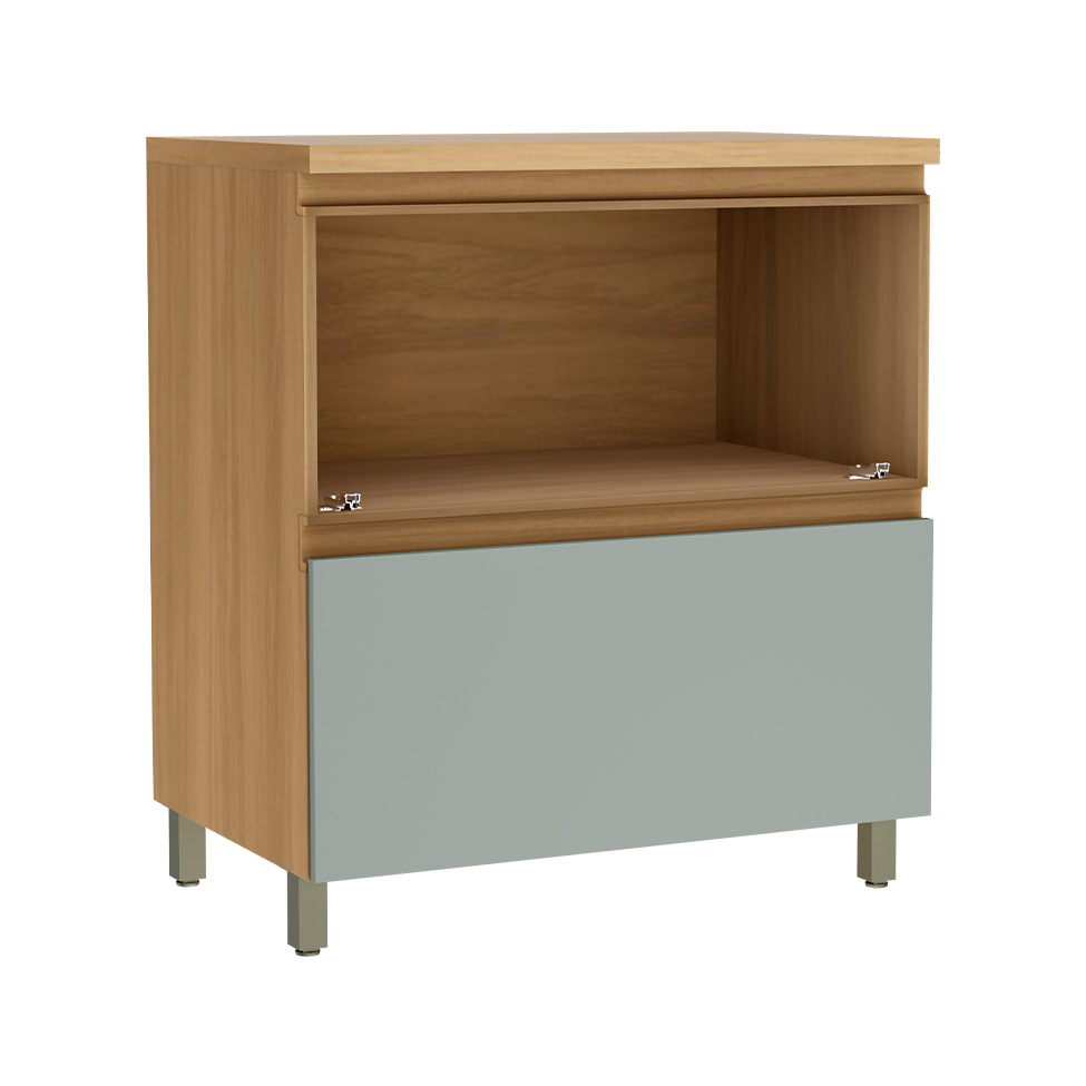 Balcão de Cozinha Rainha com Tampo 1 Porta 1 Gaveta Nature e Verde 80 cm