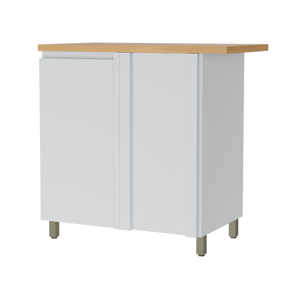 Balcão de Cozinha Rainha com Tampo 1 Porta Branco e Nature 92 cm