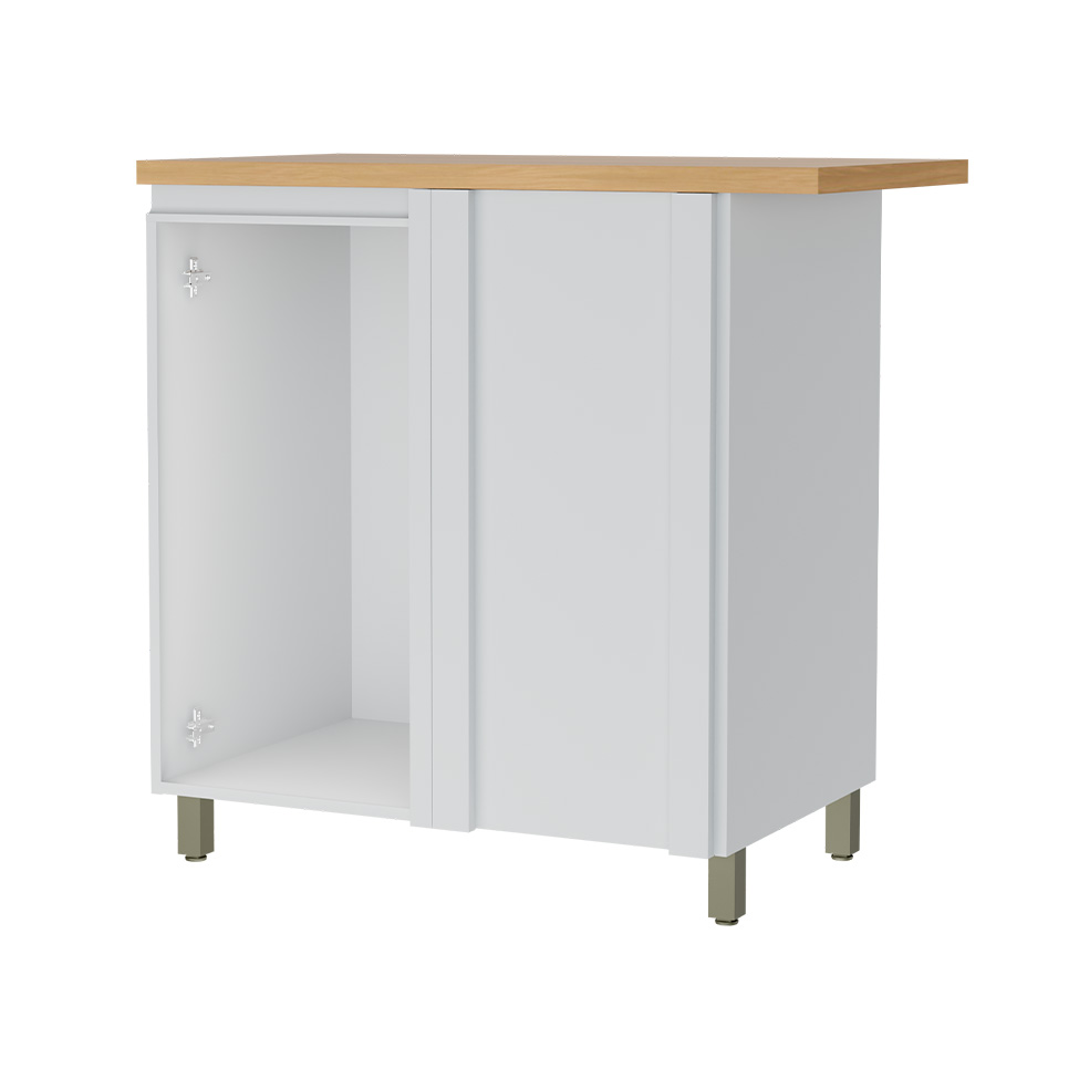 Balcão de Cozinha Rainha com Tampo 1 Porta Branco e Nature 92 cm