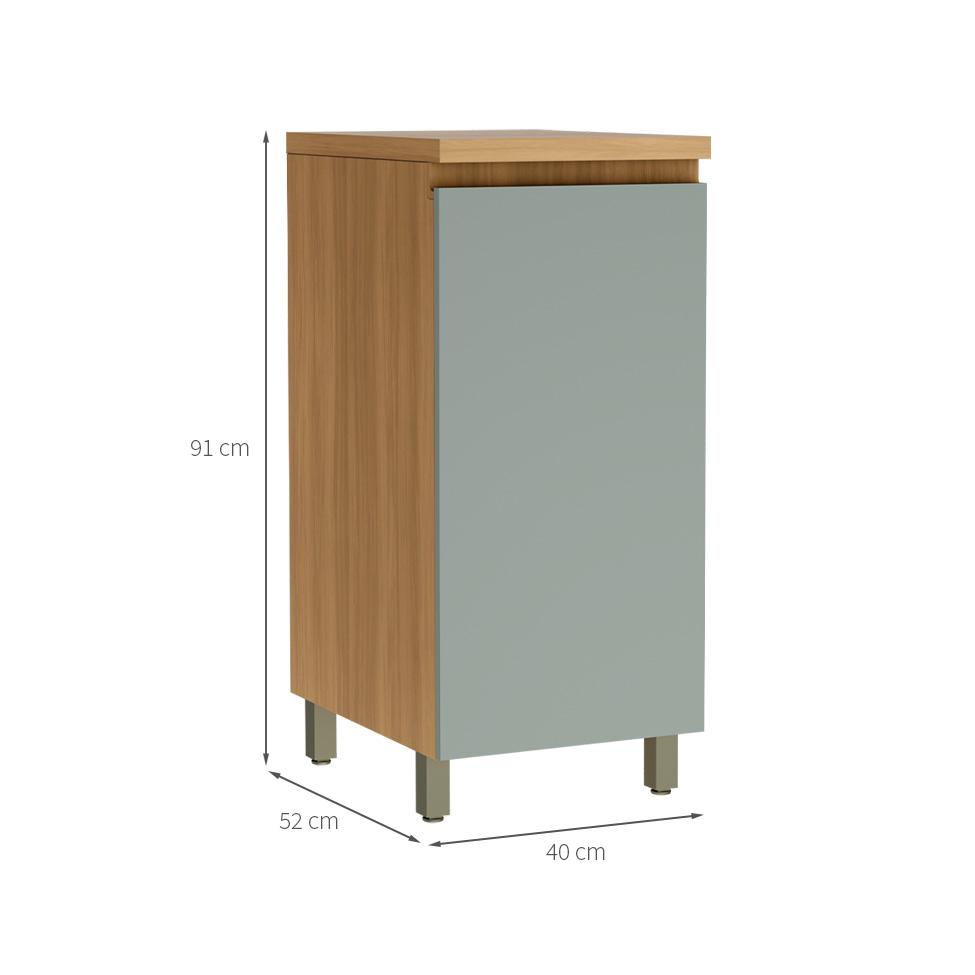 Balcão de Cozinha Rainha com Tampo 1 Porta Nature e Verde 40 cm