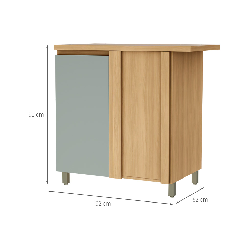 Balcão de Cozinha Rainha com Tampo 1 Porta Nature e Verde 92 cm