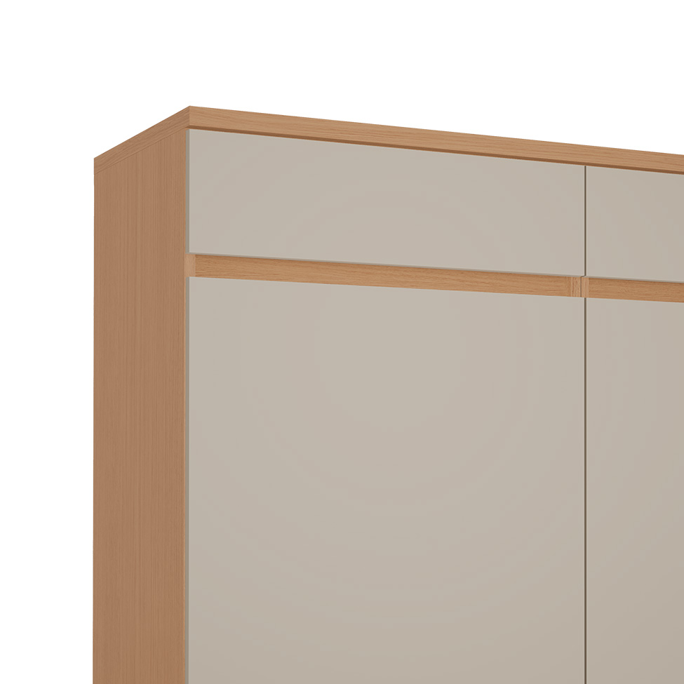 Balcão de Cozinha Realeza Premium com Tampo 2 Portas 2 Gavetas Carvalho e Greige