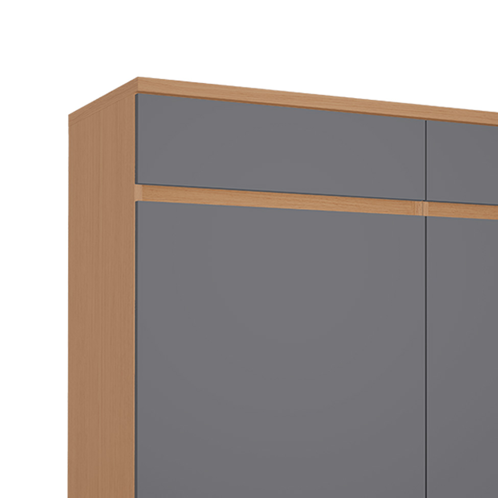 Balcão de Cozinha Realeza Premium com Tampo 2 Portas 2 Gavetas Carvalho e Titânio