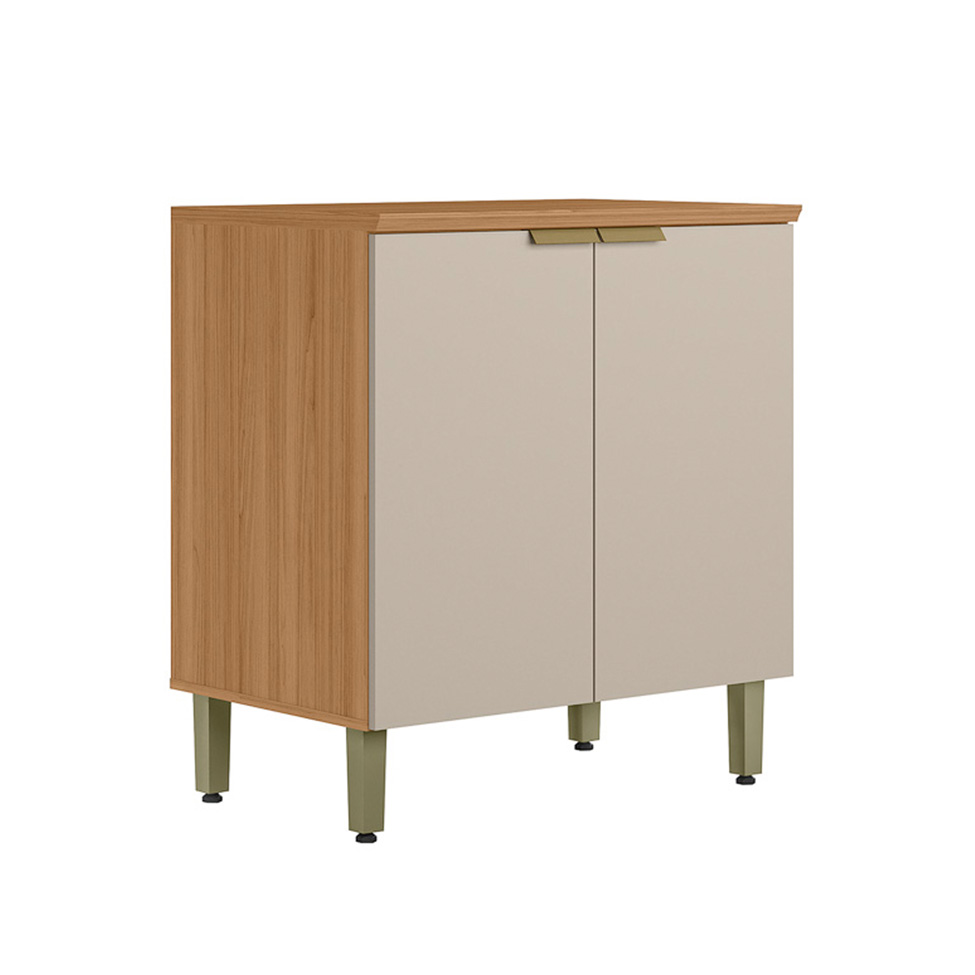 Balcão de Cozinha Selene com Tampo 2 Portas Off White e Jequitibá