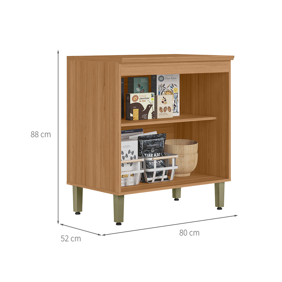 Balcão de Cozinha Selene com Tampo 2 Portas Off White e Jequitibá