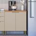 Balcão de Cozinha Selene com Tampo 2 Portas Off White e Jequitibá