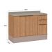 Balcão de Cozinha com Tampo Deseo 2 Portas 3 Gavetas Mel e Fendi 120 cm
