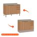 Balcão de Cozinha com Tampo Deseo 2 Portas 3 Gavetas Mel e Fendi 120 cm